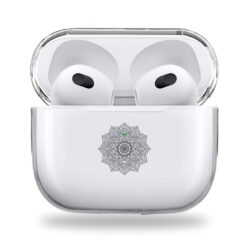 Black Flowers Mandala clear Airpods case