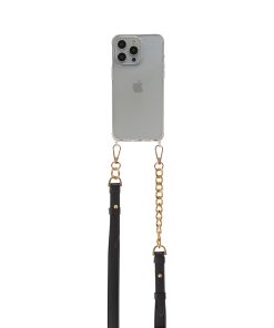 Handmade Cross-body Phone Straps -Black thin leather