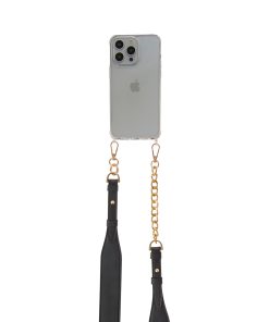 Handmade Cross-body Phone Straps -Black thick leather