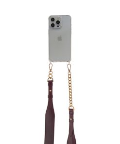 Handmade Cross-body Phone Straps - burgundy thick leather