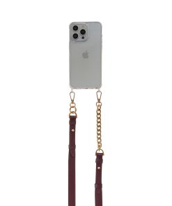 Handmade Cross-body Phone Straps - burgundy thin leather