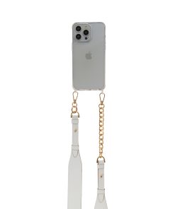 Handmade Cross-body Phone Straps - White leather