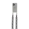 Handmade Cross-body Phone Straps - Black hoops leather