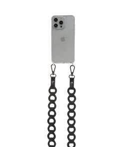 Handmade Cross-body Phone Straps - Black hoops leather