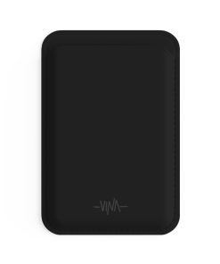 Leather magsafe wallet - Black - Vina Logo