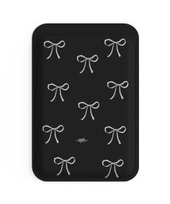 Leather magsafe wallet - Black - white bowtie