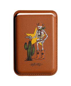 Leather magsafe wallet - Vina x Vace - Brown - Shooting cowboy