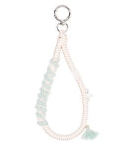 Handmade Phone Wrist Strap - White and Blue Beads