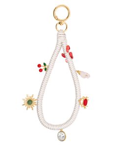 Handmade Phone Wrist Strap - White Charm