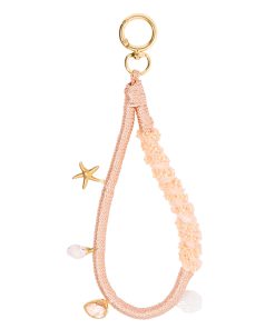 Handmade Phone Wrist Strap - peach with beads and Charm