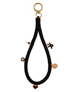 Handmade Phone Wrist Strap - Black Charm