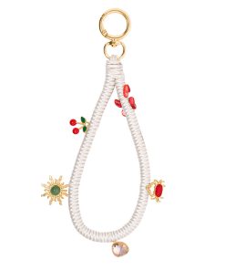 Handmade Phone Wrist Strap - White Charm