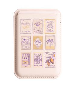 Leather magsafe wallet - White - Italy Stamps
