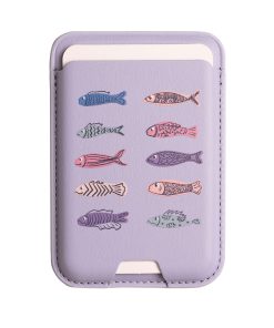 Leather magsafe wallet - Light Purple - Fish