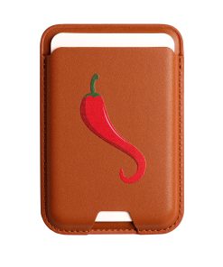 Leather magsafe wallet - Brown - Red Pepper