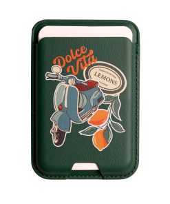 Leather magsafe wallet - Green - Dolce Vita