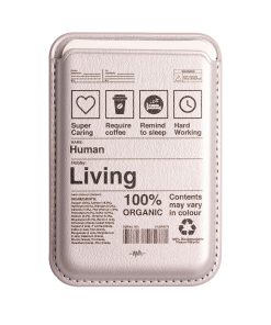 Leather magsafe wallet - Silver - Human