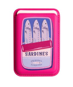 Leather magsafe wallet - Pink - Purple Sardines