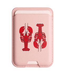 Leather magsafe wallet - Light Pink - Lobster