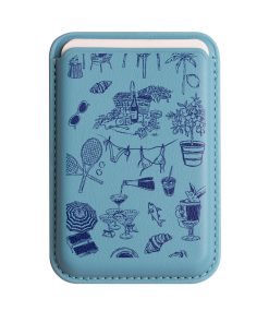 Leather magsafe wallet - Light Blue - Blue Picnic