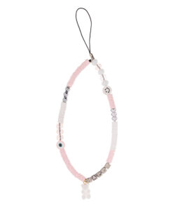 Cute Pink And White - Custom Name Phone Charm